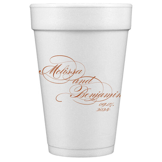 Romantic Script Styrofoam Cups